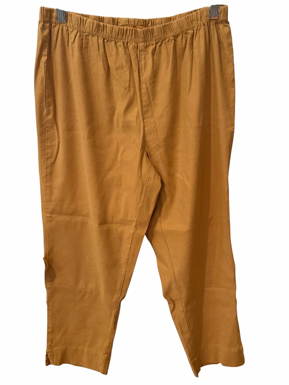 Cut Loose Mustard Linen Lyocell Pull On Cropped Pants Medium Made in USA